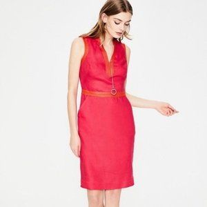 BODEN Linen Carnival Pink & Orange Notch Neck Sleeveless Shift Dress w/ Pockets